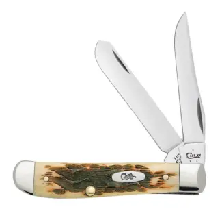 CASE AMBER BONE MINI TRAPPER FOLDING KNIFE 2 BLADE