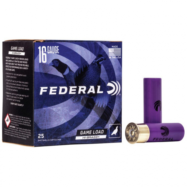 FEDERAL GAME-SHOK HI-BRASS LEAD SHOTSHELLS 16GA 2-3/4 3-1/4D